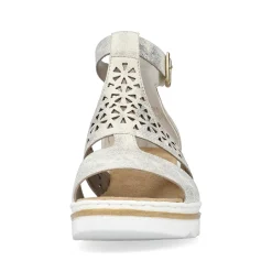 Clearance Women'S Wedge Sandals Silver-Platinum-Metallic Ladies Heeled Shoes