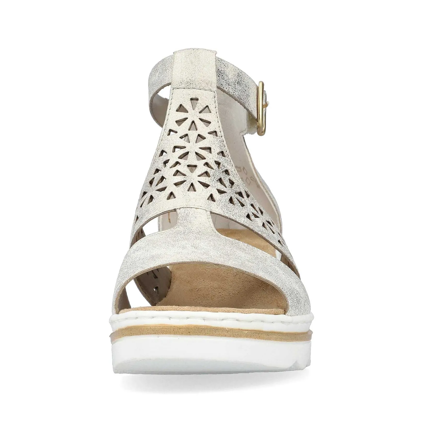 Clearance Women'S Wedge Sandals Silver-Platinum-Metallic Ladies Heeled Shoes