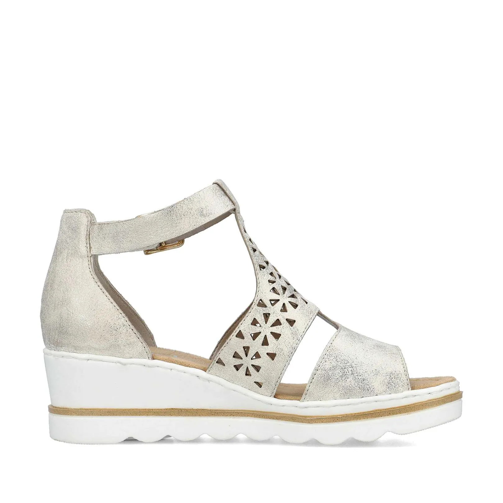 Clearance Women'S Wedge Sandals Silver-Platinum-Metallic Ladies Heeled Shoes
