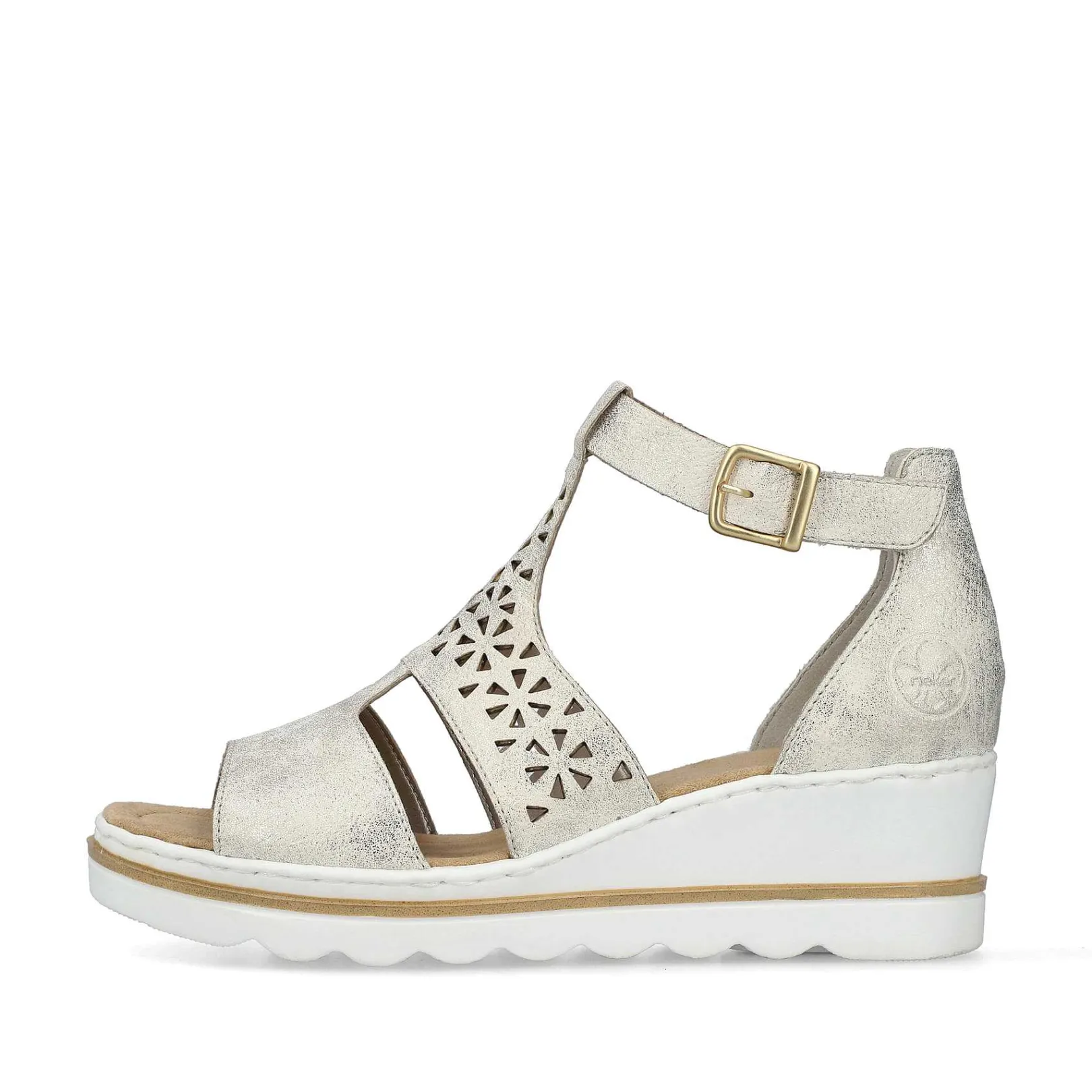 Clearance Women'S Wedge Sandals Silver-Platinum-Metallic Ladies Heeled Shoes