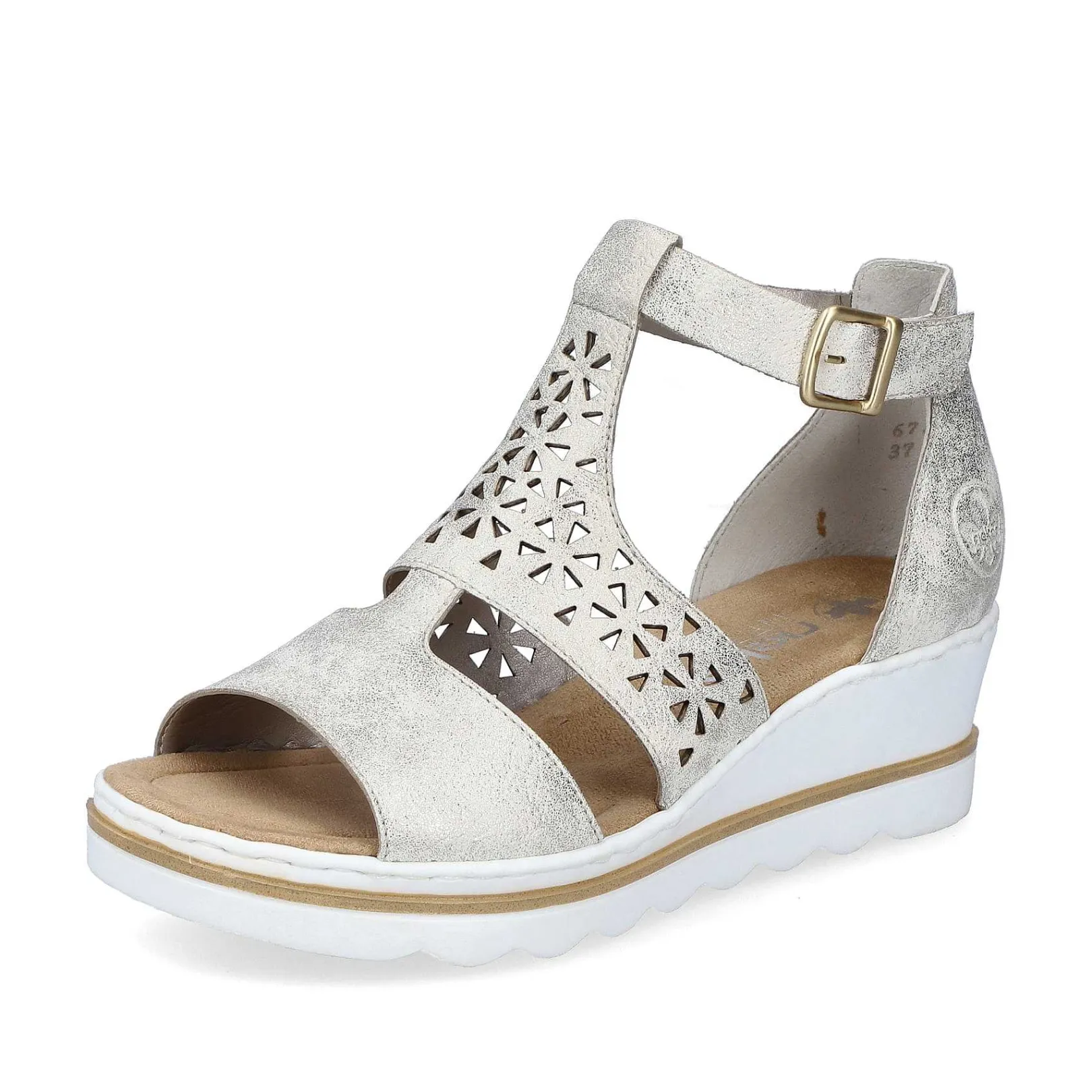 Clearance Women'S Wedge Sandals Silver-Platinum-Metallic Ladies Heeled Shoes