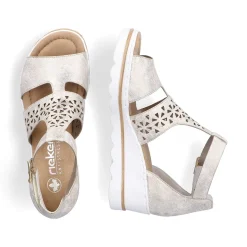 Clearance Women'S Wedge Sandals Silver-Platinum-Metallic Ladies Heeled Shoes