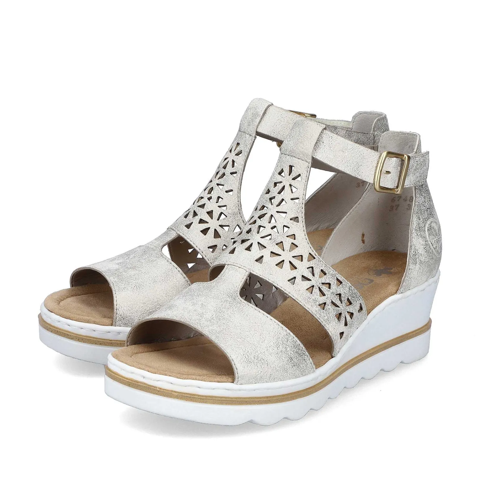 Clearance Women'S Wedge Sandals Silver-Platinum-Metallic Ladies Heeled Shoes