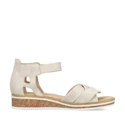Discount Women'S Wedge Sandals Light Beige Ladies Heeled Shoes