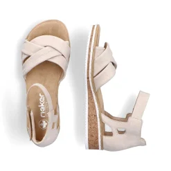 Discount Women'S Wedge Sandals Light Beige Ladies Heeled Shoes