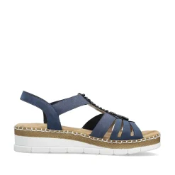 Discount Women'S Wedge Sandals Pacific Blue Ladies Heeled Shoes