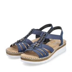 Discount Women'S Wedge Sandals Pacific Blue Ladies Heeled Shoes