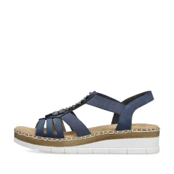 Discount Women'S Wedge Sandals Pacific Blue Ladies Heeled Shoes