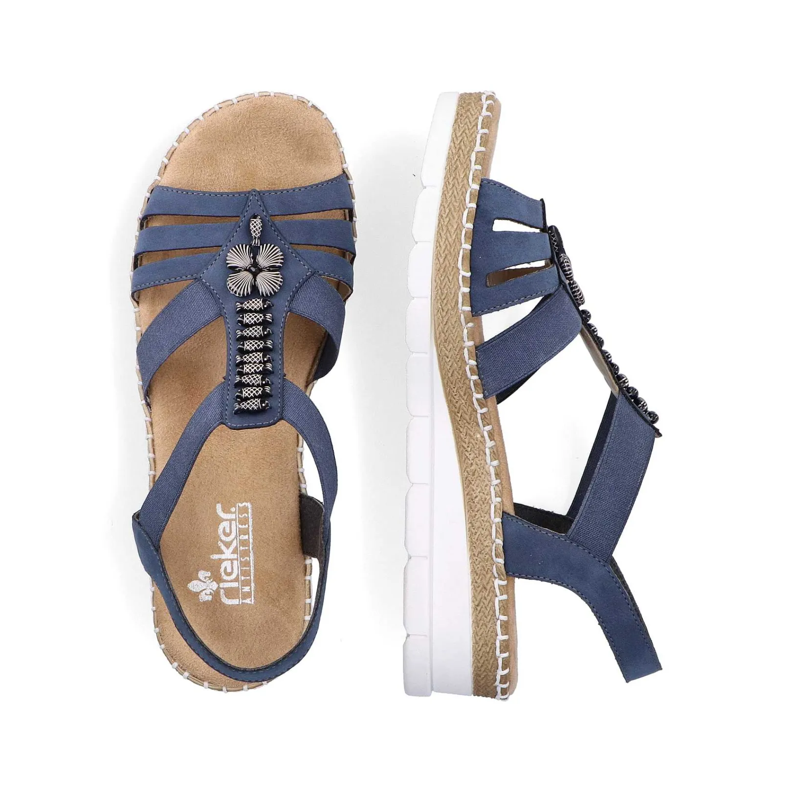 Discount Women'S Wedge Sandals Pacific Blue Ladies Heeled Shoes