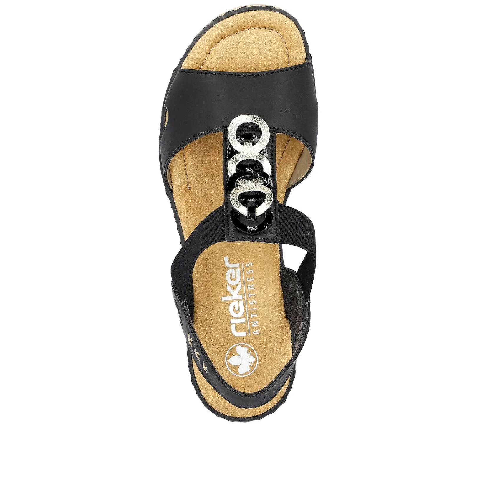 Clearance Women'S Wedge Sandals Jet Black Ladies Heeled Shoes
