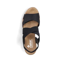 Hot Women'S Wedge Sandals Jet Black Ladies Heeled Shoes
