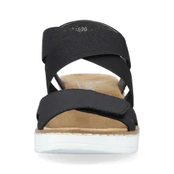 Hot Women'S Wedge Sandals Jet Black Ladies Heeled Shoes