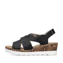 Discount Women'S Wedge Sandals Night Black Ladies Heeled Shoes