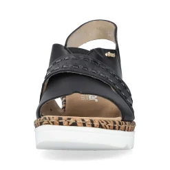 Discount Women'S Wedge Sandals Night Black Ladies Heeled Shoes
