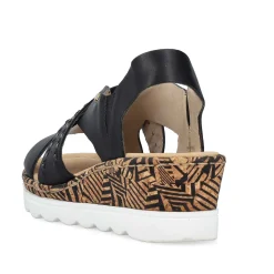 Discount Women'S Wedge Sandals Night Black Ladies Heeled Shoes