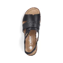 Discount Women'S Wedge Sandals Night Black Ladies Heeled Shoes