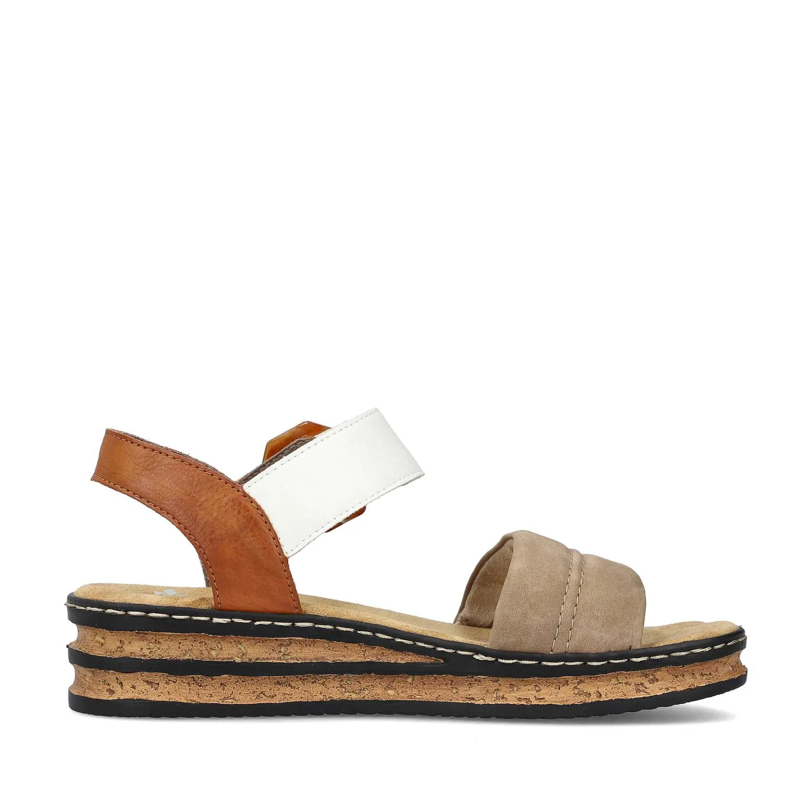 Outlet Women'S Wedge Sandals Brown Beige-Black Ladies Heeled Shoes