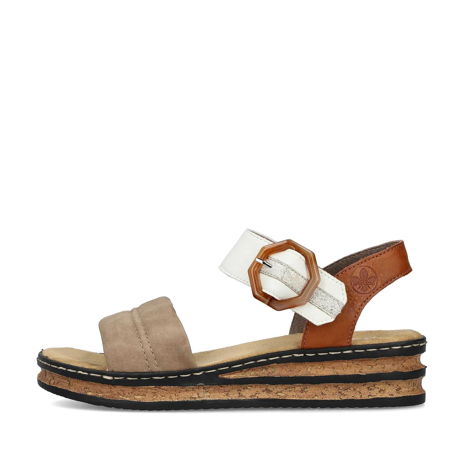 Outlet Women'S Wedge Sandals Brown Beige-Black Ladies Heeled Shoes