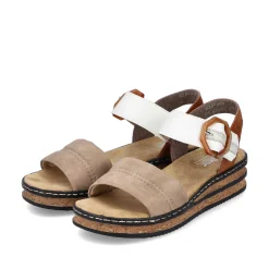 Outlet Women'S Wedge Sandals Brown Beige-Black Ladies Heeled Shoes