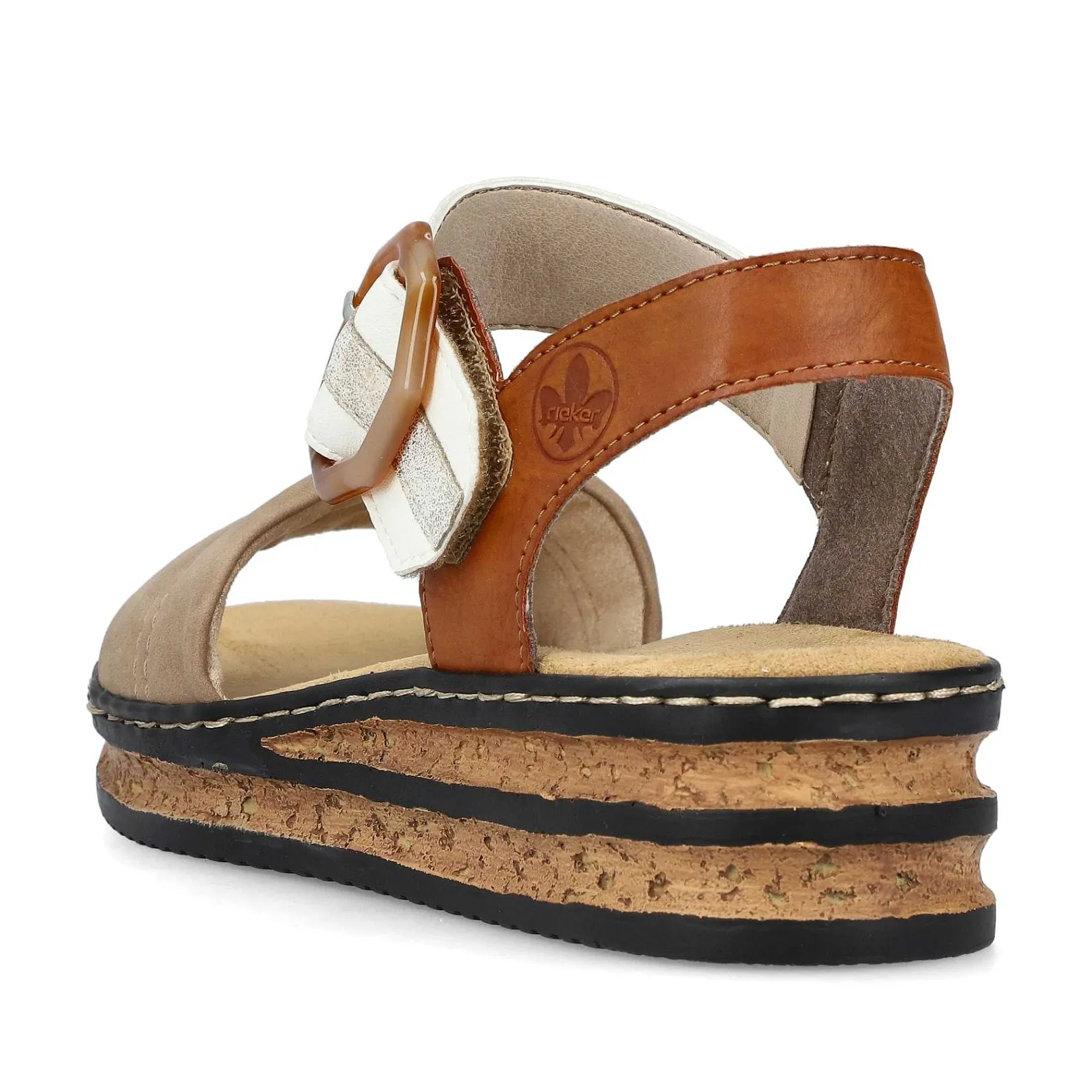 Outlet Women'S Wedge Sandals Brown Beige-Black Ladies Heeled Shoes