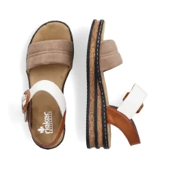 Outlet Women'S Wedge Sandals Brown Beige-Black Ladies Heeled Shoes