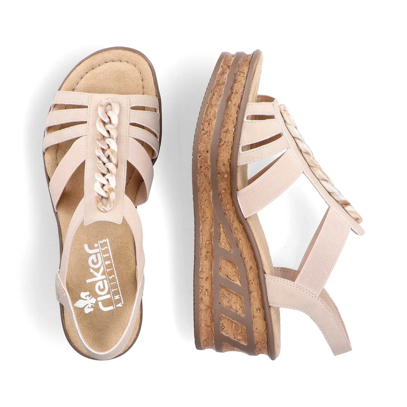 Women'S Wedge Sandals Cream Beige Ladies Heeled Shoes