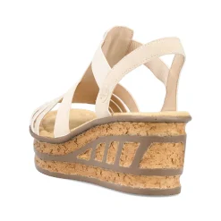Women'S Wedge Sandals Cream Beige Ladies Heeled Shoes