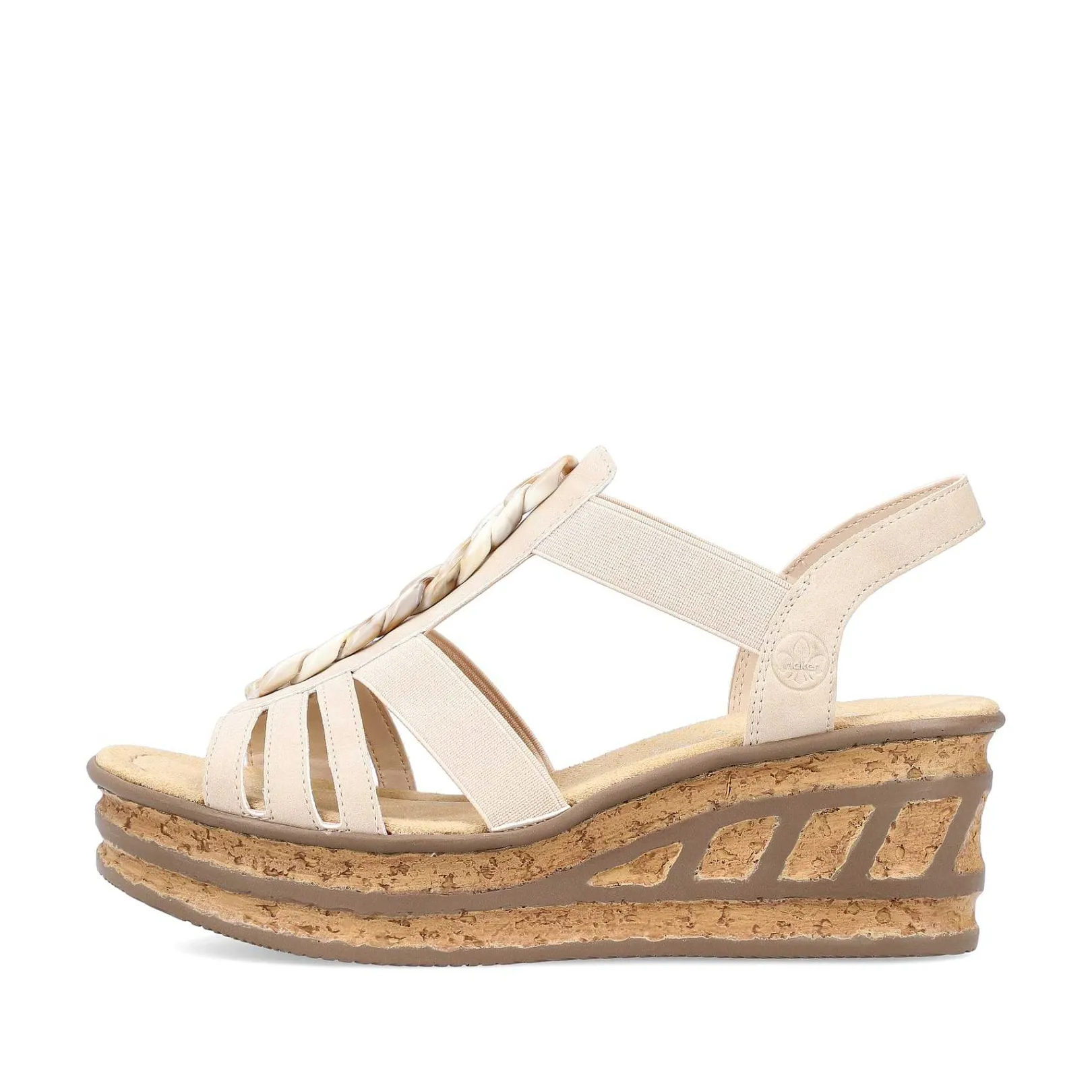 Women'S Wedge Sandals Cream Beige Ladies Heeled Shoes