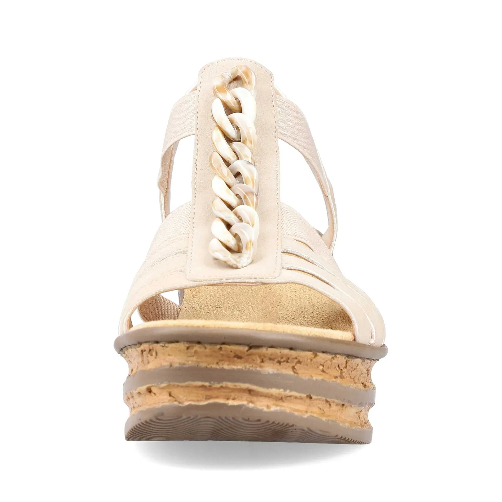 Women'S Wedge Sandals Cream Beige Ladies Heeled Shoes