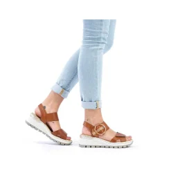 Women'S Wedge Sandals Chestnut Brown Ladies Heeled Shoes