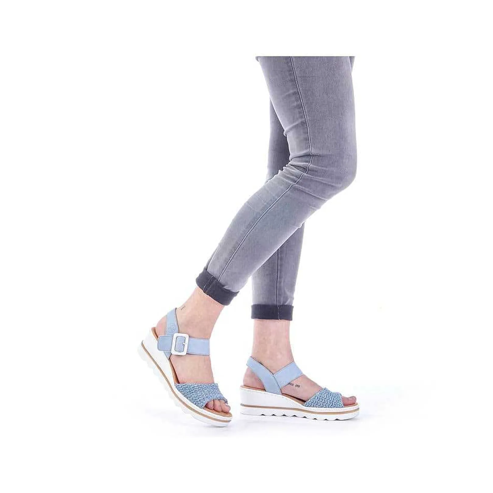 Discount Women'S Wedge Sandals Sky Blue Ladies Heeled Shoes