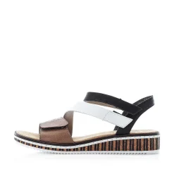 Best Women'S Wedge Sandals Nougat Brown-Black-White Ladies Heeled Shoes