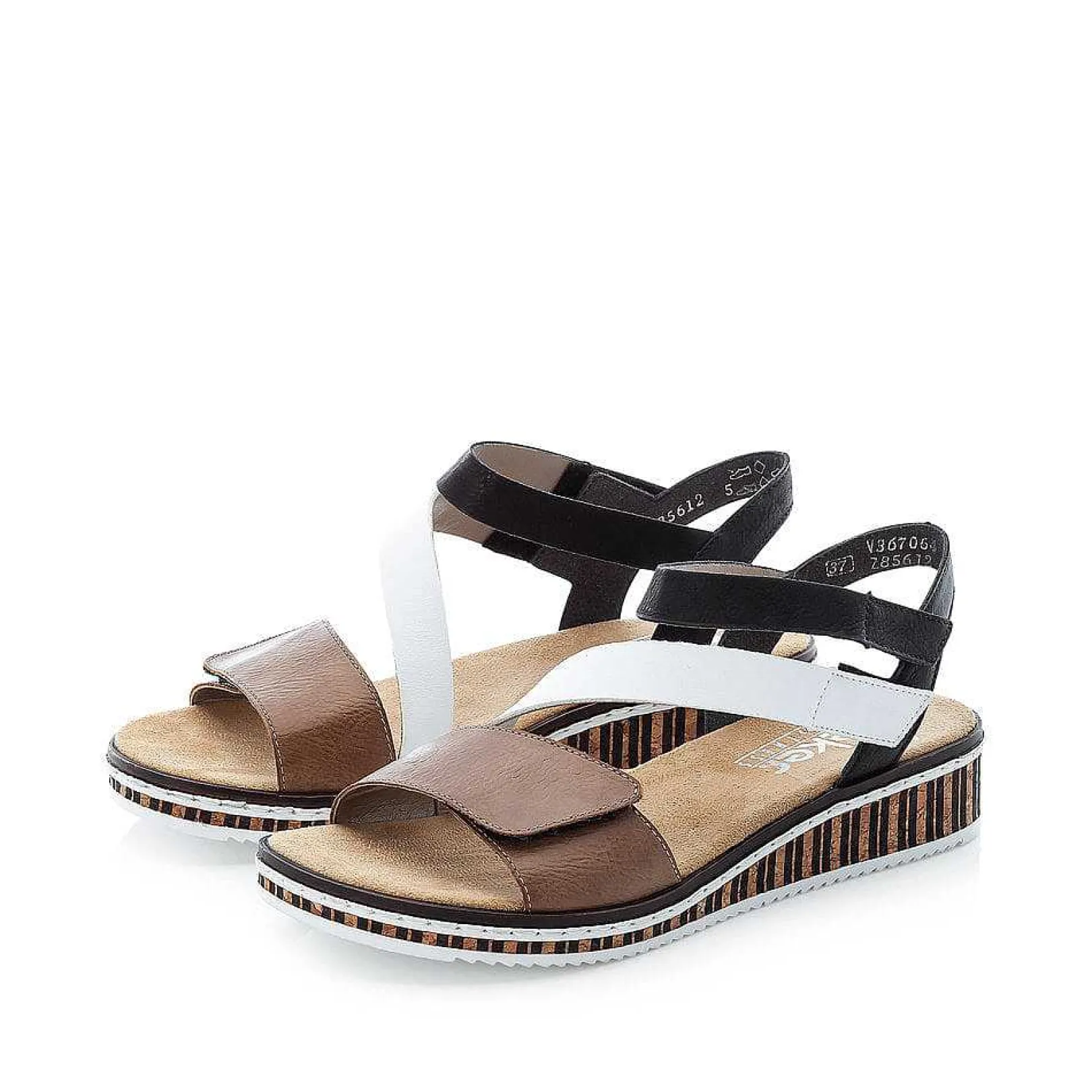 Best Women'S Wedge Sandals Nougat Brown-Black-White Ladies Heeled Shoes