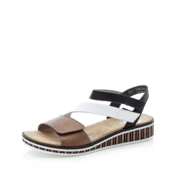 Best Women'S Wedge Sandals Nougat Brown-Black-White Ladies Heeled Shoes
