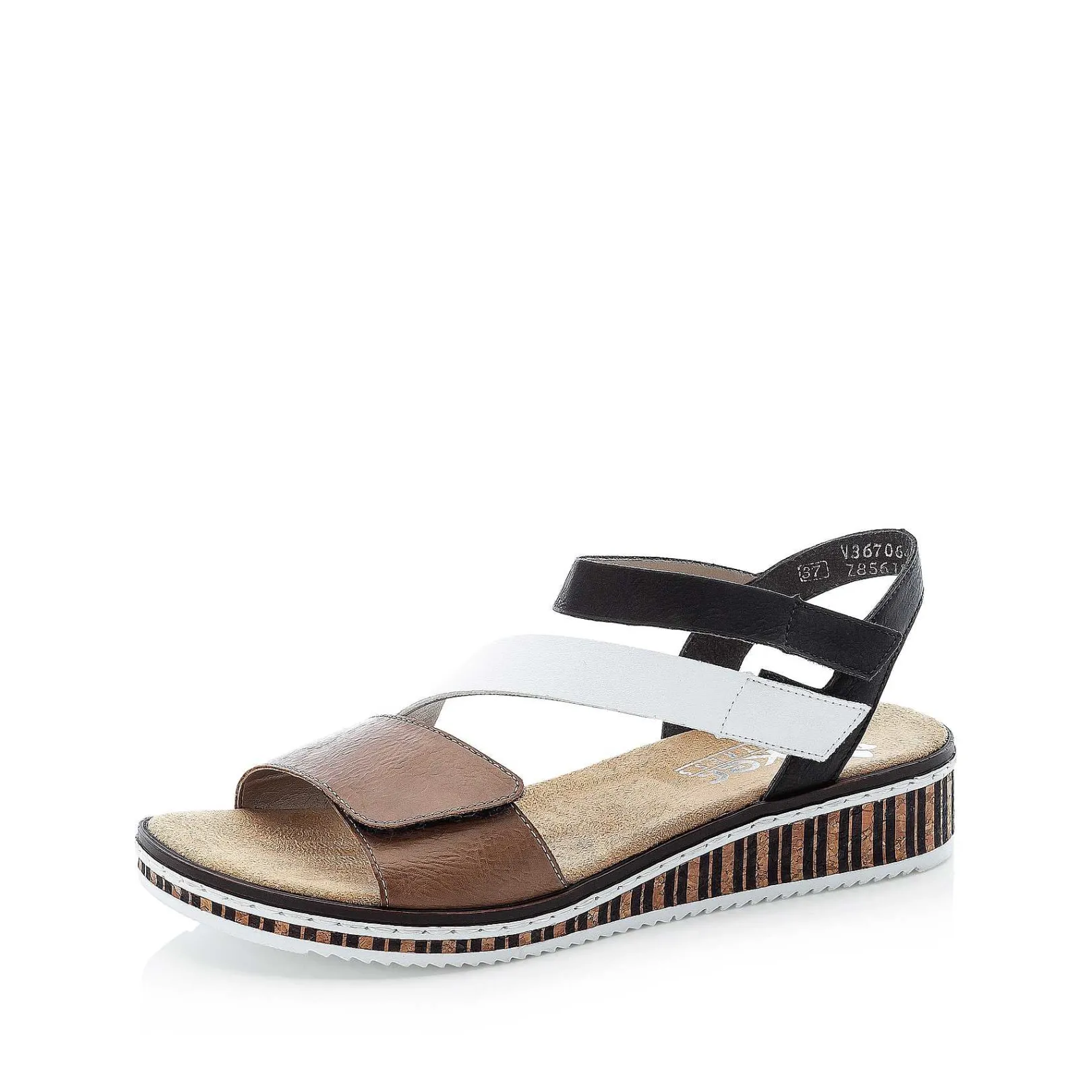 Best Women'S Wedge Sandals Nougat Brown-Black-White Ladies Heeled Shoes