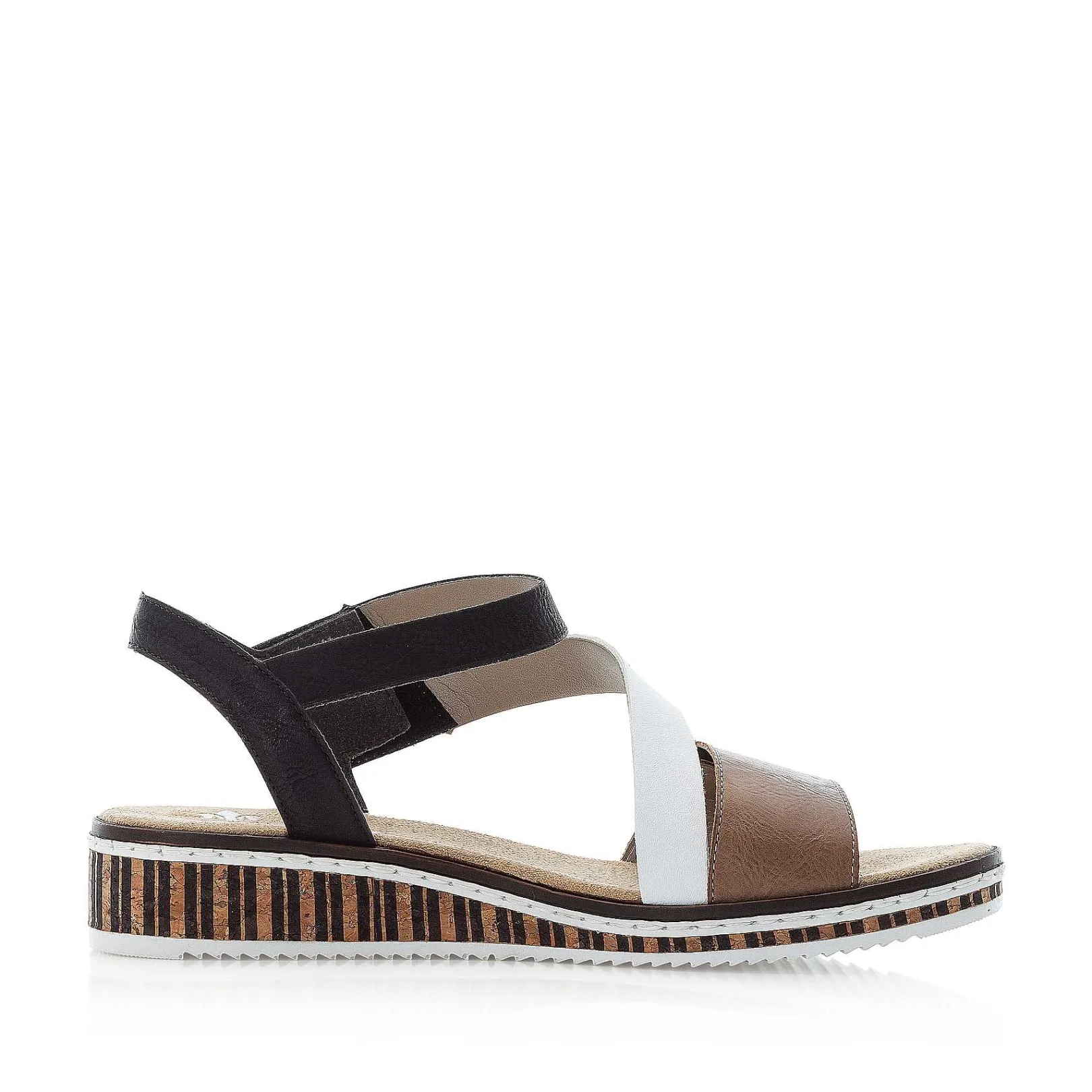 Best Women'S Wedge Sandals Nougat Brown-Black-White Ladies Heeled Shoes
