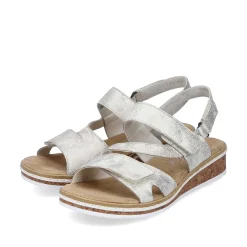 Outlet Women'S Wedge Sandals Silver Metallic Ladies Heeled Shoes