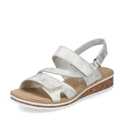 Outlet Women'S Wedge Sandals Silver Metallic Ladies Heeled Shoes