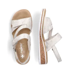 Outlet Women'S Wedge Sandals Silver Metallic Ladies Heeled Shoes