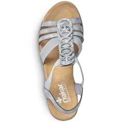Outlet Women'S Wedge Sandals Denim Blue Ladies Heeled Shoes