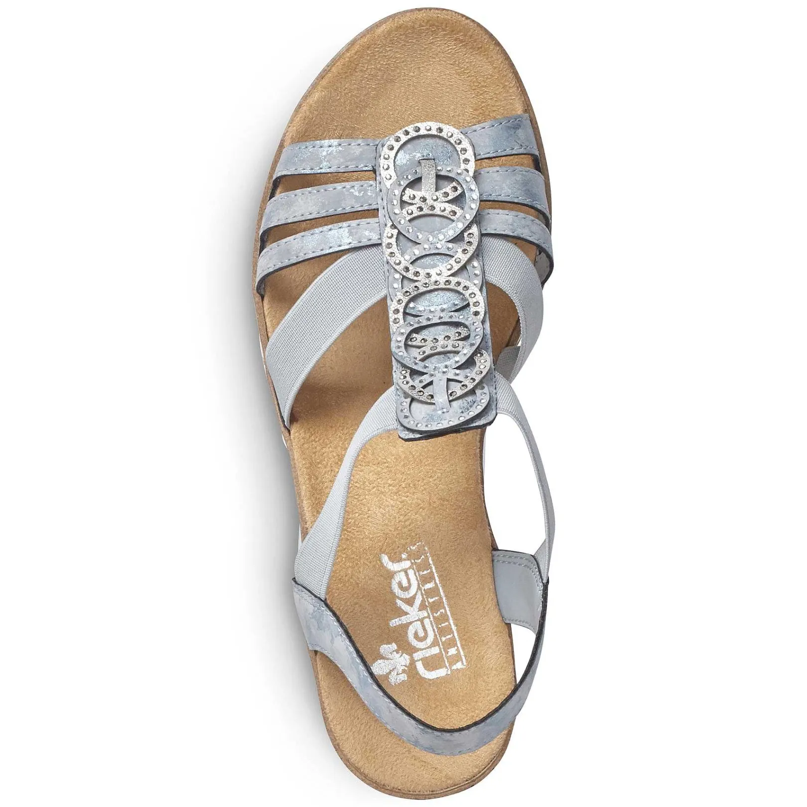 Outlet Women'S Wedge Sandals Denim Blue Ladies Heeled Shoes