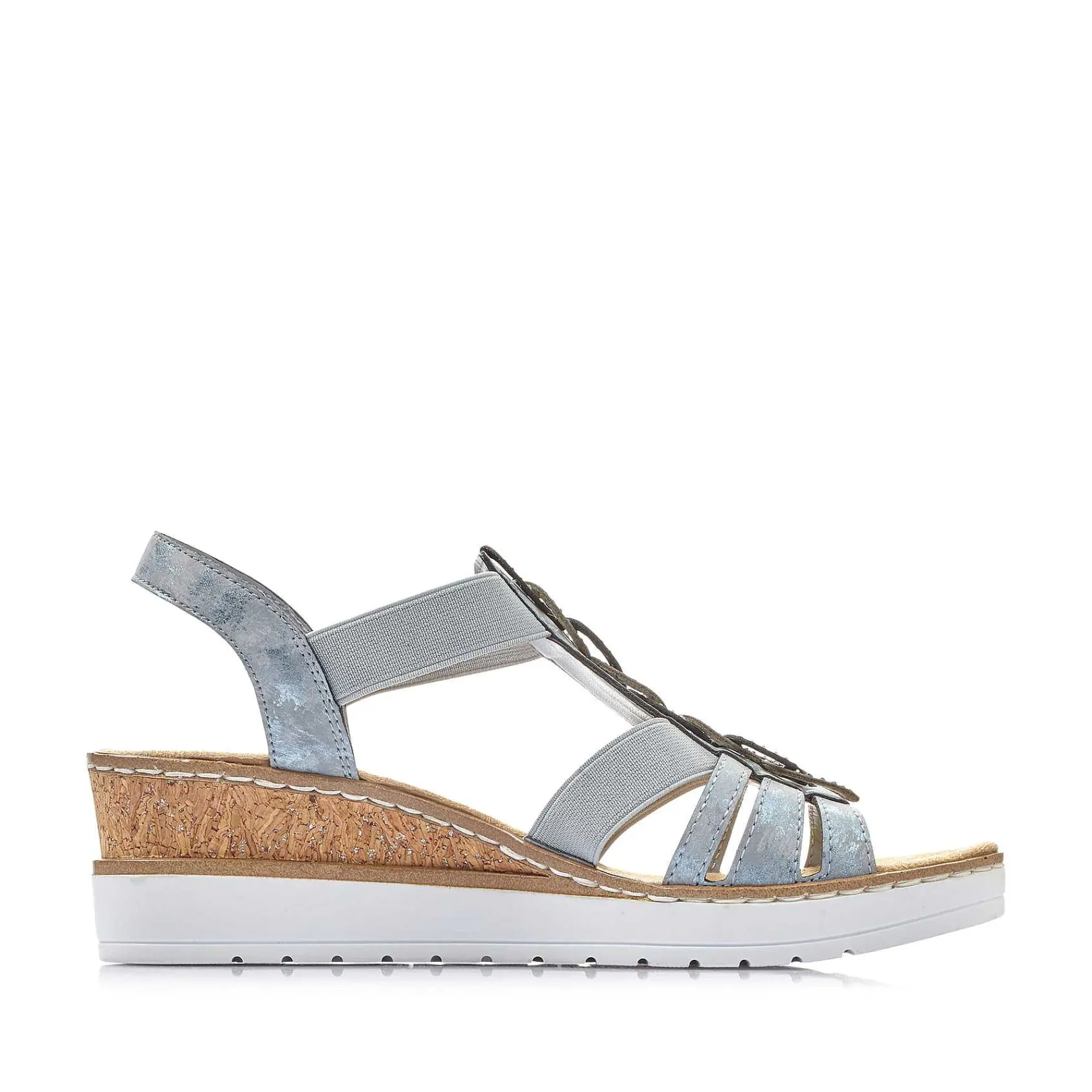 Outlet Women'S Wedge Sandals Denim Blue Ladies Heeled Shoes