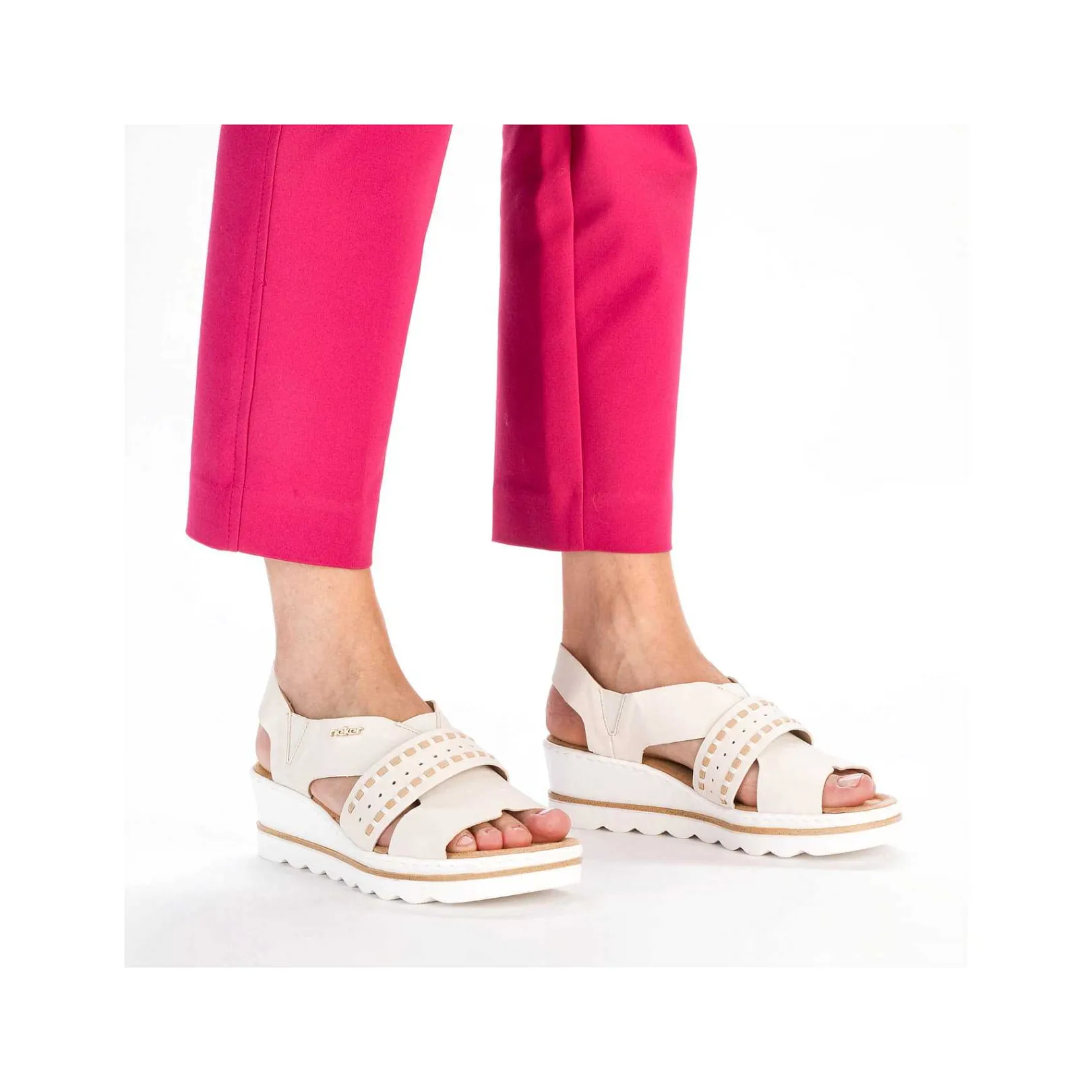 Sale Women'S Wedge Sandals Light Beige Ladies Heeled Shoes